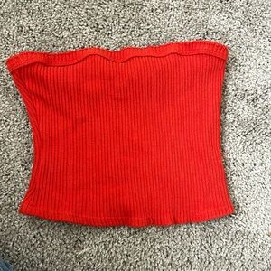Ribbed Red Tube Top
